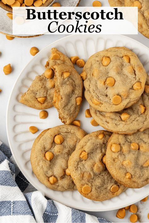 When I set out to make the perfect recipe for butterscotch cookies, the goal was to develop the best flavor and the perfect cookie texture. Mission successful! I used my tried-and-true methods learned over my years as a baker to make a cookie that is chewy in the center, crisp on the edges, packed with butterscotch flavor and delivers on presentation, too. Recipes With Butterscotch Chips, Butterscotch Cookies Recipes, Cookie Texture, Butterscotch Chip Cookies, Popular Desserts Recipes, The Perfect Cookie, Butterscotch Cookies, Most Popular Desserts, Butterscotch Chips