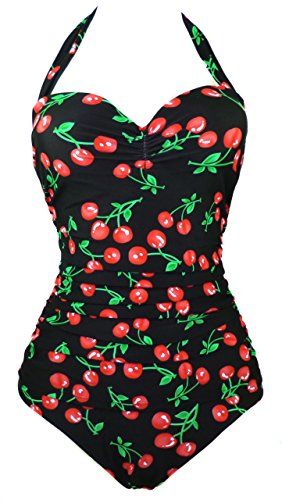 Cocoship 50s Retro Black Vintage Flattering Cherry Print One Piece Swimsutis XXL(FBA) COCOSHIP http://smile.amazon.com/dp/B00M92OD64/ref=cm_sw_r_pi_dp_QafRvb08ESGBY Rockabilly Mode, 50s Retro, Flattering Swimsuits, Sassy Pants, Vintage Swimwear, Swimwear Tankini, Floral Swimsuit, Retro Mode, Costume Intero