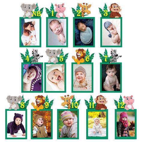 Excited to share the latest addition to my #etsy shop: 1st Birthday Photo Banner Newborn to 12 Month Display Milestone Wild Safari Forest Animal Themed First Year Baby Banner for Birthday Party https://etsy.me/3e1zKCl #green #1stbirthday #photobooth #partybooth #displa Photo Banner First Birthday, Photo Centerpieces, Banner For Birthday, Jungle Theme Birthday Party, Mermaid Birthday Decorations, 1st Birthday Photo, Jungle Theme Birthday, Picture Banner, Food Buffet