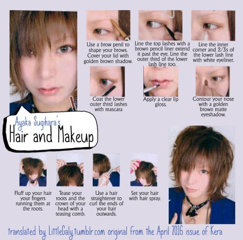 Vkei Hair, Vkei Makeup, Visual Kei Makeup, Brown Mascara, White Eyeliner, Japanese Makeup, Clowning Around, Lower Lashes, Hair Setting