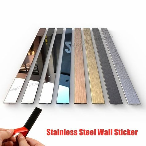 1 Roll Mirror Wall Sticker Stainless Steel Decorative Line Gold Tv Background Ceiling Edging Strip Wall Decorations Living Room - Wall Stickers - AliExpress Wall Tiles Living Room, Mirror Wall Tiles, Decorations Living Room, Tiles Living Room, Wall Paneling Diy, Stripped Wall, Decor 2023, Iphone Wallpaper Hipster, Decorative Lines