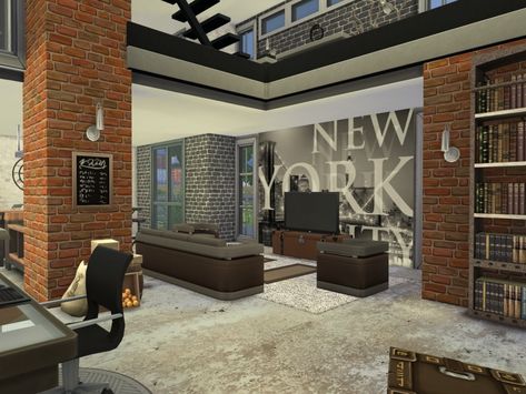 Soho Loft Sims 4 Loft House, Loft Sims 4, Sims 4 Loft, San Myshuno, Soho Loft, Sims Builds, Sims 4 Cc Shoes, House Loft, Sims 4 Downloads