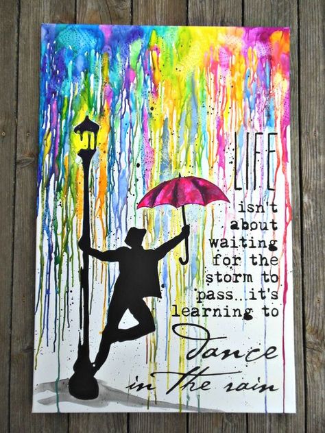 Melted Crayon Canvas, Crayon Canvas, Crayon Art Diy, Crayon Crafts, Crayon Art Melted, Crayon Art, Melting Crayons, Simple Acrylic Paintings, Dancing In The Rain