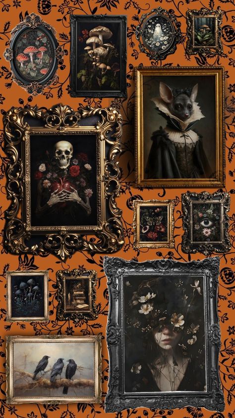 Gallery of the Dark and Odd #art #gothicart #oddities Goth Mural, Walls Collage, Oddities Decor, Odd Art, Psd Free Photoshop, Background Elements, Japanese Horror, 2024 Halloween, Retro Horror