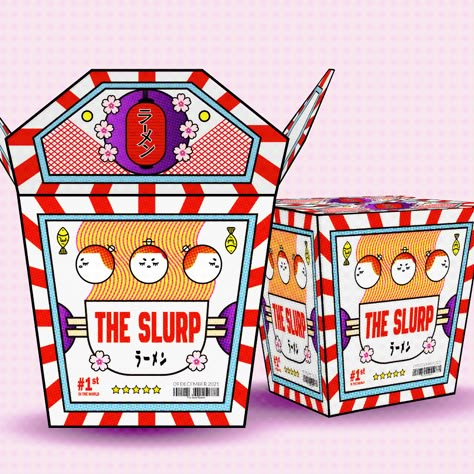 The Slurp Ramen | Branding + Identity | Packaging on Behance Anime Packaging Design, Anti Branding Design, Ramen Packaging, Kawaii Packaging, Ramen Packaging Design, Japanese Food Packaging Design, Ramen Box Packaging, Korean Packaging, Japanese Packaging Design