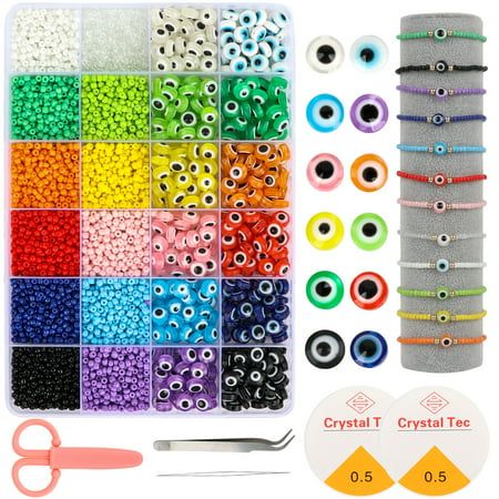 Beads Halloween, Diy Crafts Earrings, Beads Kit, Evil Eye Beads, Halloween Beads, Jewelry Making Kit, Beading Needles, Necklace Craft, Eye Beads