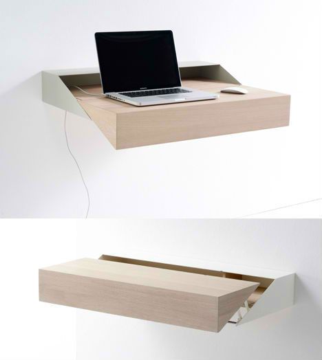 space-saving-wall-desk-1 Bunk Bed Designs For Teens, Wfh Desk, Desk Kids, Desk Box, Space Saving Desk, Cozy Homes, Wall Mounted Desk, Floating Desk, Office Furniture Design