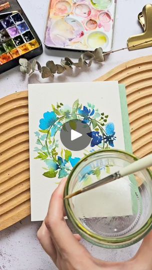 Chalk Sidewalk, Painted Wreath, Drawing Pencil Art, Watercolor Simple, Watercolor Flower Wreath, Wreath Cards, Mini Watercolor, Watercolor Wreath, Floral Wreath Watercolor