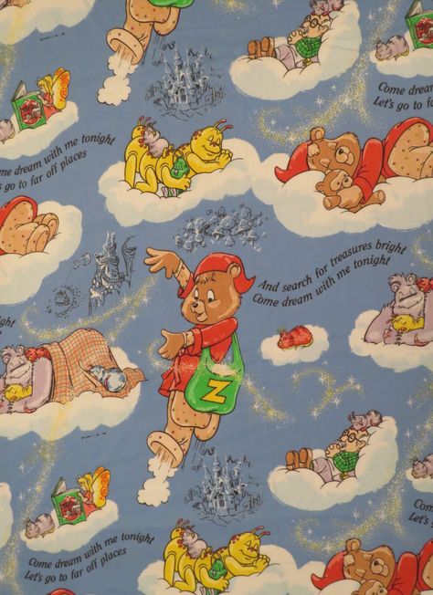 Teddy Ruxpin Cartoon, 80s Tattoo, Vintage Winnie The Pooh Fabric, 80s Care Bears Toys, Vintage Pooh Fabric, Teddy Ruxpin, 1980s Kids, Pooh Flannel Fabric, Teddy Girls 1950s