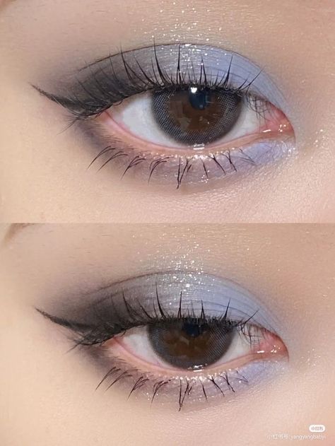 Dusty Blue Makeup, Blue Grunge Makeup, Blue Douyin Makeup, Blue Makeup Aesthetic, Vampire Bride, Blue Makeup Looks, Makeup Tip, Cute Eye Makeup, Doll Eye Makeup