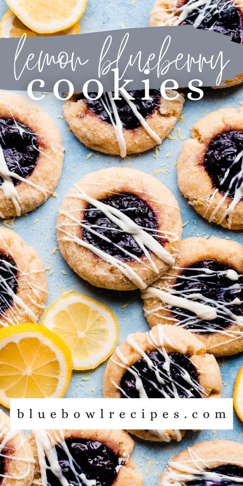 Blueberry Lemon Cookies, Lemon Thumbprint Cookies, Lemon Sugar Cookie, Homemade Blueberry Jam, Lemon Blueberry Cookies, Easy Homemade Cookies, Blueberry Cookies, Lemon Sugar Cookies, White Grape