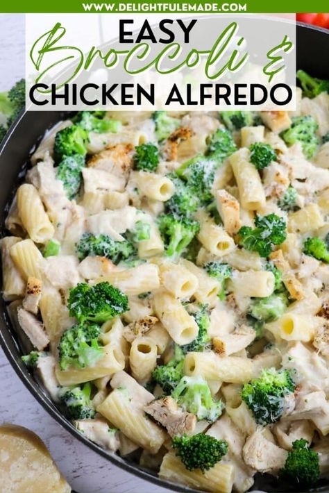 Chicken and Broccoli Alfredo - Delightful E Made Penne Chicken Alfredo, Grilled Chicken Strips Recipes, Chicken Broccoli Alfredo Pasta, Dump And Bake Meatball Casserole, Broccoli Alfredo Pasta, Chicken And Broccoli Alfredo, Homemade Chicken Alfredo, Grilled Chicken Strips, Dump And Bake