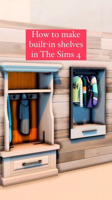 Sims 4 Built In, Sims 4 Built In Shelf, No Cc Sims, Closet Nook, Build A Closet, Closet Shelves, Sims 4 Build, Cc Sims, Built In Shelves