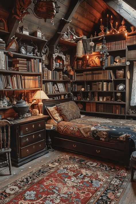 29 Enchanted Bedroom Ideas 21 Enchanted Bedroom Ideas, Dark Academia Bedroom Ideas, Enchanted Bedroom, Dark Academia Bedroom, Feeling Uneasy, Academia Bedroom, Magical Room, Log Cabin Living, Dream Bedroom Inspiration