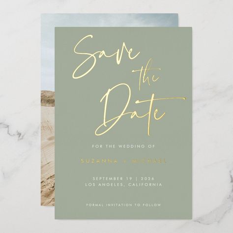 Save The Date Green Gold, Wedding Invitations Sage Green And Gold, Green And Gold Save The Date, Sage And Gold Wedding Invitations, Sage Save The Dates, Save The Date Ideas Sage Green, Save The Date Ideas Green, Sage Green White And Gold Wedding, Gold And Sage Wedding