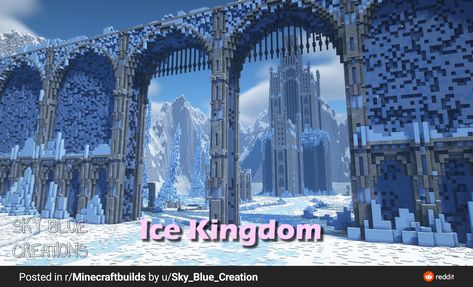 Minecraft Ice Castle, Mega Base Ideas, Fantasy Map Ideas, Minecraft Mega Base, Snow Kingdom, Mega Base, Fantasy Minecraft, Ice Kingdom, Gaming Minecraft