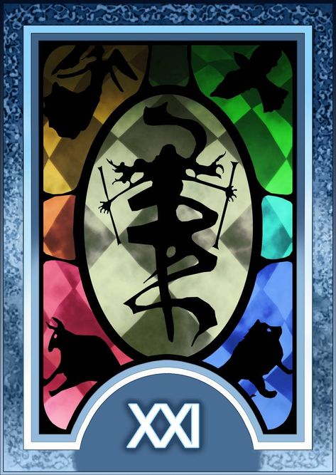 Persona 3/4 Tarot Card Deck HR - The World Arcana by Enetirnel on DeviantArt The Fool Arcana, Persona Tarot Cards, Tat Placement, Taro Cards, Fool Card, Nerdy Tattoos, Legend Of Zelda Memes, Magick Symbols, Online Tarot