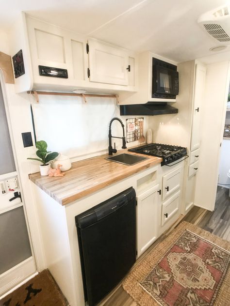 Shasta Before + After Photos — Troop Nashville Shasta Camper Remodel, Rv Kitchen Remodel, School Bus Tiny House, Glamper Camper, Shasta Camper, Small Camper, Bus Conversions, Camper Kitchen, Camper Trailer Remodel