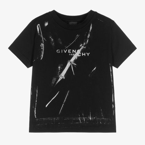 Givenchy Shirt, Givenchy Tshirt, Givenchy Logo, T Shirt For Boys, Black Crewneck, Kids Black, Cotton Logo, Black Boys, Mini Me