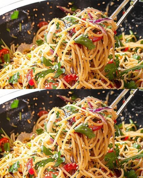 Thai Spaghetti Salad With Peanut Dressing, Thai Spaghetti Salad, Linguine Salad, Thai Spaghetti, Thai Glass Noodle Salad, Thai Peanut Salad, Italian Pot Roast, Asian Salad Recipe, Glass Noodle Salad