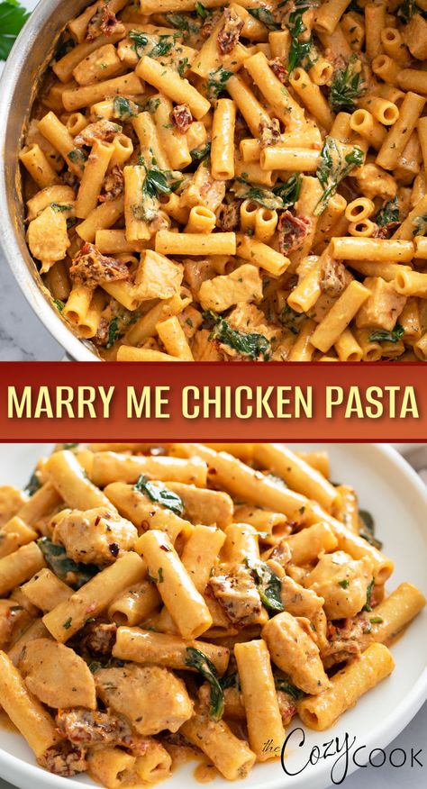 marry me chicken pasta with spinach and sundried tomatoes. Marry Me Chicken Pasta, Chicken Smothered, Tomato Cream Sauce, Marry Me Chicken, Sundried Tomatoes, Pasta Dinners, Pasta Dinner Recipes, Healthy Dinner Recipes Chicken, Dinner Recipes Crockpot