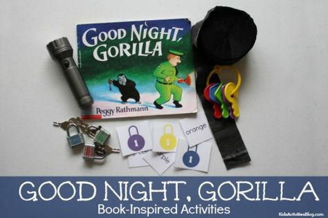 Good Night Gorilla Book Activities {Book Inspired Printables for Kids} Goodnight Gorilla Birthday Party, Night Time Animals Preschool, Goodnight Gorilla Craft Preschool, Good Night Gorilla Activities, Goodnight Gorilla Activities, Good Night Gorilla, Zoo Books For Preschool, Goodnight Gorilla, Animated Story