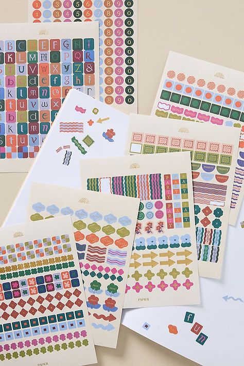 Mark and adorn your planner with intricately patterned stickers for all your organization needs. | Plan Ahead Sticker Set by Papier at Anthropologie.#StickerBookFun #StickerBookLove #StickerBookAddict #StickerBookObsessed #StickerBookCommunity School Planner Stickers, Calendar Design Inspiration, Desk Calendar Design, Agenda Stickers, Planner Stamps, Marketing Graphics, Sticker Storage, Stationery School, Travel Journals