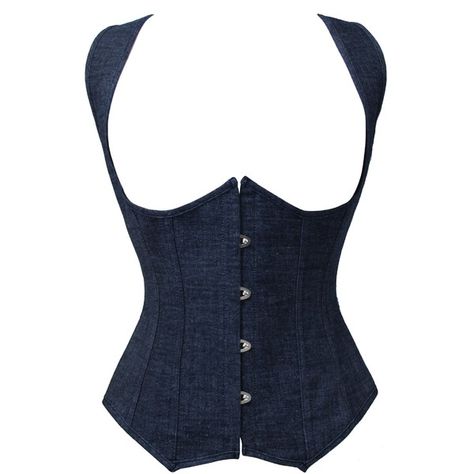 Blue Denim Under Bust Corset Lace Up ($20) ❤ liked on Polyvore featuring intimates, shapewear and corset Corset Steampunk, Corset Underbust, Body Shaper Corset, Gothic Lingerie, Fashion Corset, Cincher Corset, Bustier Lingerie, Corset Vest, Waist Cincher Corset