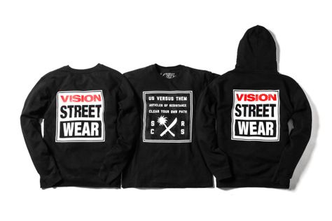 Vision Street Wear x Us Versus Them 2014 Collection Vision Street Wear, Urban Wear, Cool Stuff, Lifestyle Brands, Urban Fashion, Clothing Patterns, Varsity Jacket, Graphic Sweatshirt, Casual Outfits