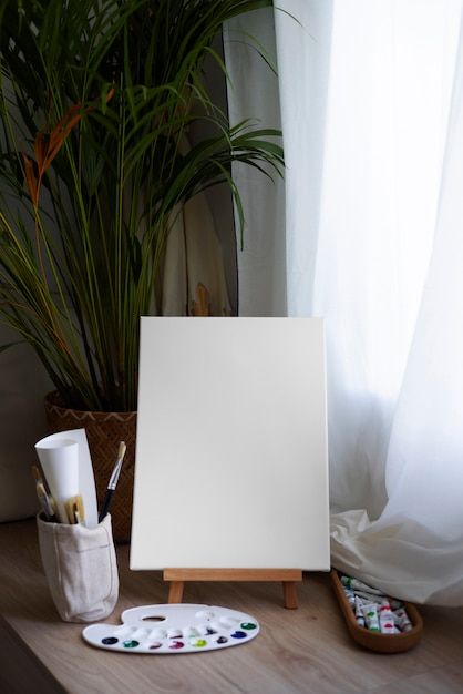 Free photo blank canvas for painting ind... | Free Photo #Freepik #freephoto #canvas #blank-canvas #canvas-painting #canvas-art Blank Canvas Aesthetic, Canvas Art Aesthetic, Canvas Art Supplies, Painting Mockup, Canvas Blank, Canvas For Painting, Silent Book, About Blank, Empty Canvas