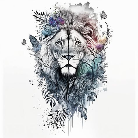 I will create you a colourful lion tattoo design Colorful Lion Tattoo, Tattoo Lion, Lion Tattoo Design, Fashion Merchandising, Custom Tattoo Design, Dream Tattoos, Design Tattoo, Lion Tattoo, Design Design