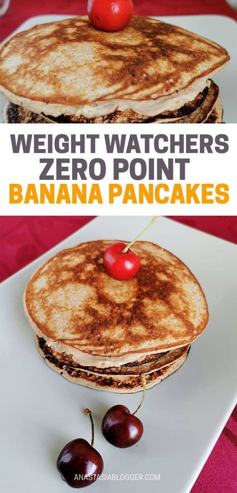 Zero Point Flourless Weight Watchers Banana Pancakes | 0 SmartPoints! These 0 Point Weight Watchers pancakes only use the natural sweetness of banana and don’t need any added sugar!#weight_watchers #weight_loss#recipes #pancakes #banana #smartpoints Pancakes Nutella, Weight Watchers Pancakes, Pancakes Banana, Recipes Pancakes, Weight Watcher Desserts, Weight Watchers Dessert Recipes, Weight Watchers Meal Plans, Ww Breakfast, Weight Watcher Meals