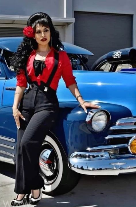 Greaser Girl Outfit, Girl Greaser Outfit, 50s Rockabilly Fashion, Sock Hop Outfits, Chola Outfit, Greaser Outfit, Greaser Girl, Biker Chick Outfit, Plus Size Rockabilly