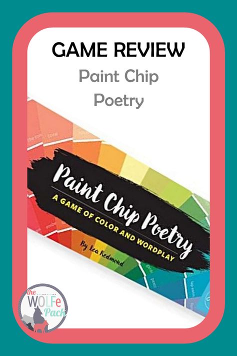 GAME REVIEW: Paint Chip Poetry If you are wanting your kids to explore different words and creative phrases and then to express an abstract idea with that new-found language, this is a great game for you! Read more for a thorough review! #TheWOLFePack #Poetry Creative Phrases, Literature Based Curriculum, Teaching American Literature, High School Literature, Literature Lessons, Poetry Unit, Mom Encouragement, Homeschool Tips, Paint Chip