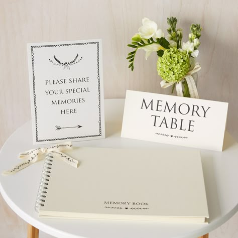 Memory Book Ideas, Memorial Service Decorations, Heart Collage, Memory Table, Memory Tree, In Memory Of Dad, What To Write, After Life, Guest Books