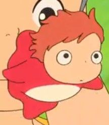 Ponyo Fish Form, Ponyo Drawings, Ghibli Tattoos, Manga Images, Studio Ghibli Tattoo, Ghibli Tattoo, Baby Fish, Reaction Pics, Favorite Movie