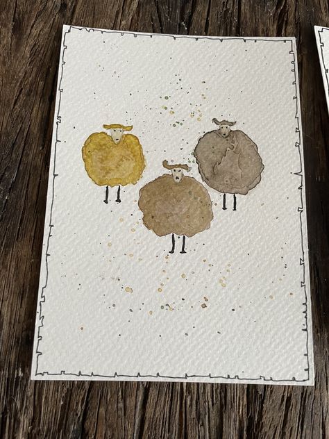 Watercolour Sheep, Watercolor Sheep, Doodle Animals, Sheep Fabric, Sheep Cards, Happy Painting, Watercolor Birthday Cards, Sheep Art, Watercolor Birthday