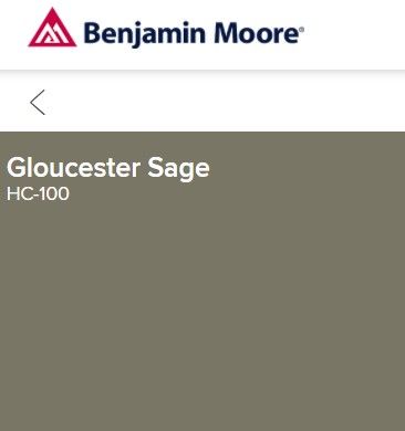 Gloucester Sage Benjamin Moore Exterior, Gloucester Sage Benjamin Moore, Indoor Paint Colors, Historic Paint Colours, Benjamin Moore Exterior, Indoor Paint, Creole Cottage, Home Paint Color, Painters Palette