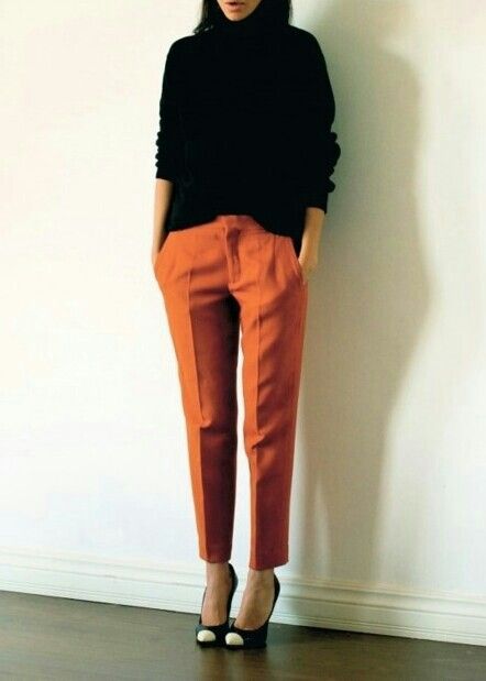 Minimalisticky Chic, Pantalon Orange, Orange Pants, Smart Casual Style, Pant Trends, Mode Casual, Business Outfit, Work Wardrobe, 가을 패션