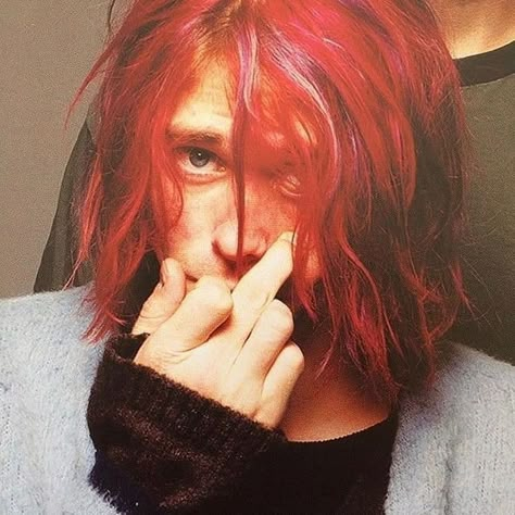 Kurt Cobain, Nirvana, Red Hair, A Man, A Woman, Red, Hair, Blue