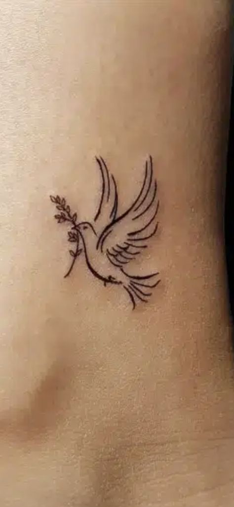 Small Memorial Tattoos For Uncle, Hummingbird And Dove Tattoo, Dove Ear Tattoo, Dove Tattoo Olive Branch, Dove Ankle Tattoo, Dove Tattoo With Name, Tiny Dove Tattoos For Women, 2 Doves Tattoo Design, Tattoos For Forgiveness