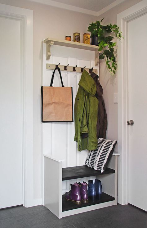 Coat Stand Hallway, Natural Stain Wood, Diy Coat, Coat Stand, Solid Wood Doors, External Doors, Coat Stands, Old Door, Extra Storage Space