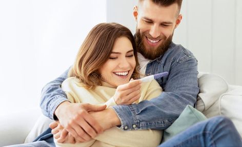 I&#x27;m Pregnant! Happy Couple Checking Pregnancy Test stock image Not Pregnant Test Pictures, Pregnancy Tests Positive, Pregnancy Test Kit Positive, Happy Pregnant Woman, First Response Pregnancy Test, "postive Pregnancy Test", Positive Pregnancy Test, Dance Photography Poses, I'm Pregnant