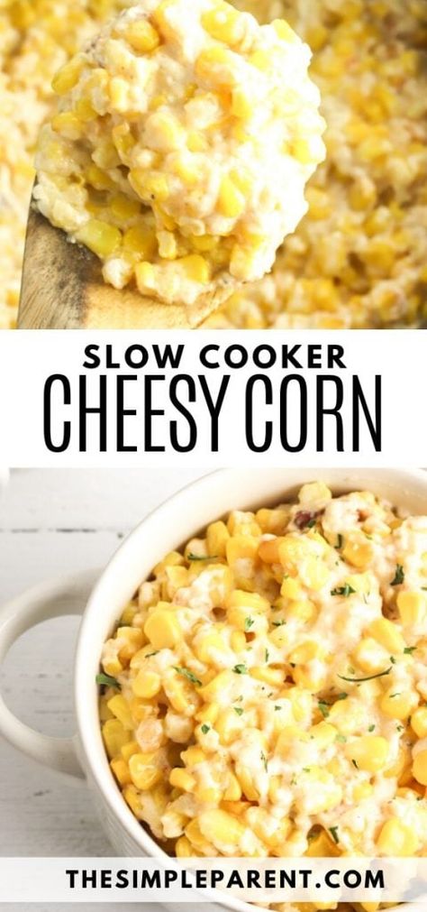 Crockpot Cheesy Corn, Sides Crockpot, Cheesy Corn Recipe, Easter Side Dishes Vegetables, Thanksgiving Side Dishes Crockpot, Corn Thanksgiving, Corn Recipes Side Dishes, Crockpot Side Dishes, Cream Cheese Corn