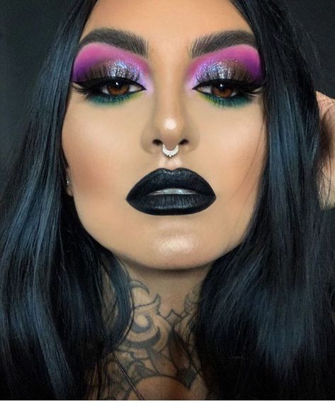 Lunar Beauty on Instagram: “Tomorrow is the DAY! @sarah.cabrera.studio is snatching us with this moon spell glam! Available tomorrow at 10 AM pst on lunarbeauty.com…” Pink Eyeliner Makeup, Sarah Cabrera, Black Lipstick Makeup, Spooky Makeup, Lunar Beauty, Pink Eyeliner, Tomorrow Is The Day, Dramatic Eye Makeup, Witch Makeup