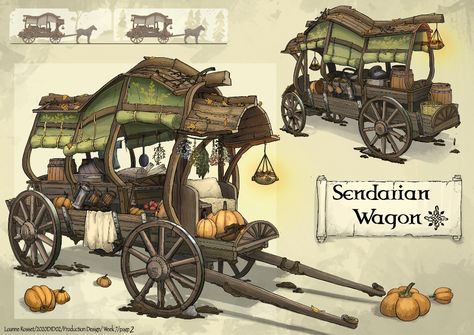 ArtStation - Faldor's/Senderian people wagon, Loanne Rosset Feng Zhu Design, Feng Zhu, Props Concept, By Any Means Necessary, Fiction Idea, Fantasy Props, Building Art, Fantasy Concept Art, Prop Design