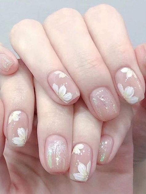 Nagellack Trends, Manicure Nail Designs, Nail Swag, Fake Nail, Bridal Nails, Elegant Nails, Manicure Y Pedicure, Floral Nails, Flower Nails