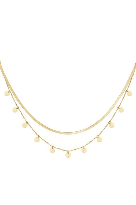 Necklace double layer circles - gold wholesaler SKU0216843-181 | one-stop fashion wholesaler- Yehwang Double Layer Necklace, Golden Circle, Golden Necklace, Kids Bracelets, Kids Earrings, Kids Necklace, Unique Handmade Jewelry, Kids Hair Accessories, Jewelry For Her