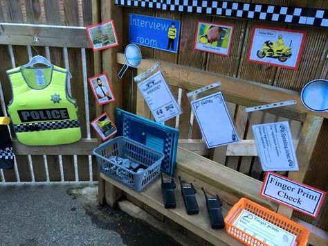 Police Station Role Play Eyfs, Police Eyfs Activities, Community Helper Dramatic Play, Police Activities, Kids Police, Dramatic Play Themes, Project Theme, People Who Help Us, Role Play Areas