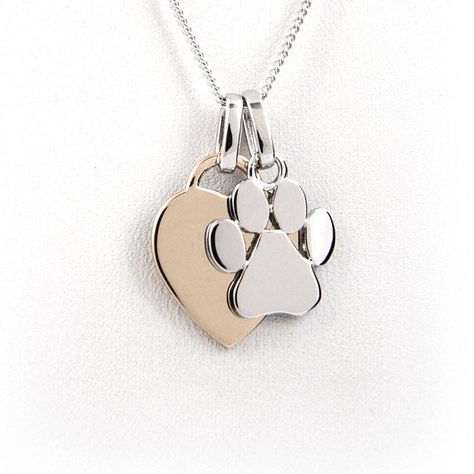 Heart & Paw Print Necklace - Rose Gold Plated Silver - Dog Lover Gift, Dog Memorial Jewelry, Dog Dog Memorial Jewelry, Heart Paw Print, Paw Jewelry, Paw Necklace, Pet Jewelry, Paw Print Necklace, Paw Print Charm, Dog Jewelry, Printed Jewelry